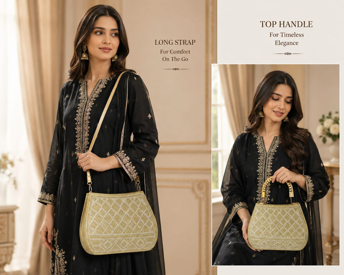 Women’s Bridal Handbag | Embellished Wedding & Party Bag with Designer Handle