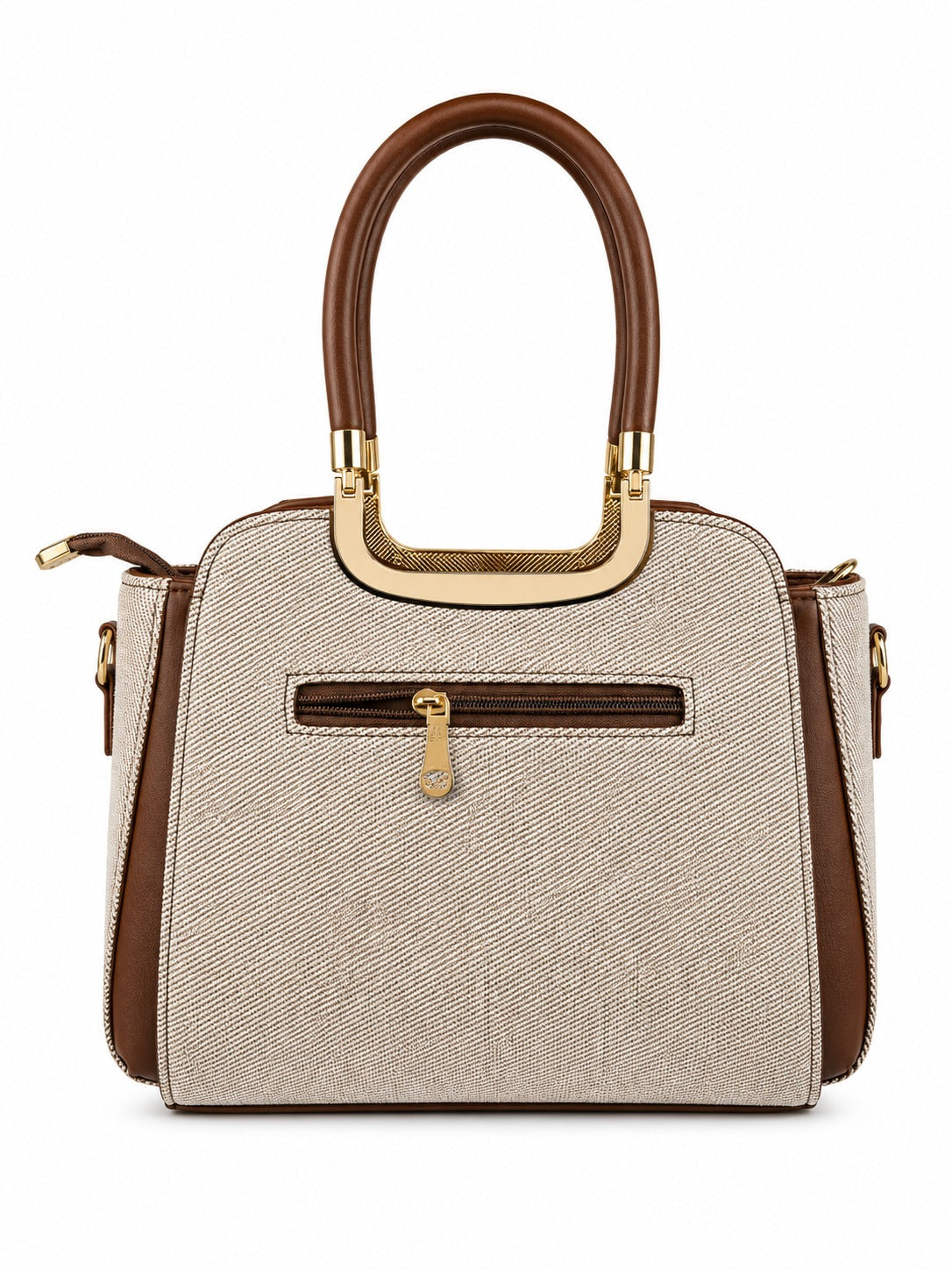 Women’s Structured  Contrast Satchel Bag with Top Handle & Detachable Sling Strap