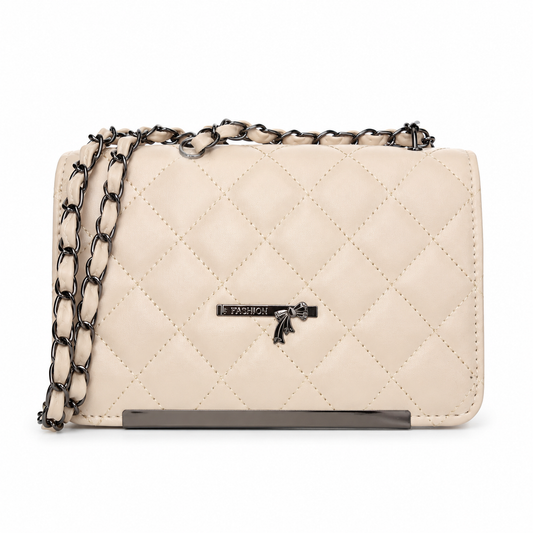 Sharza Quilted Chain Sling Bag | Women's Crossbody | Cream