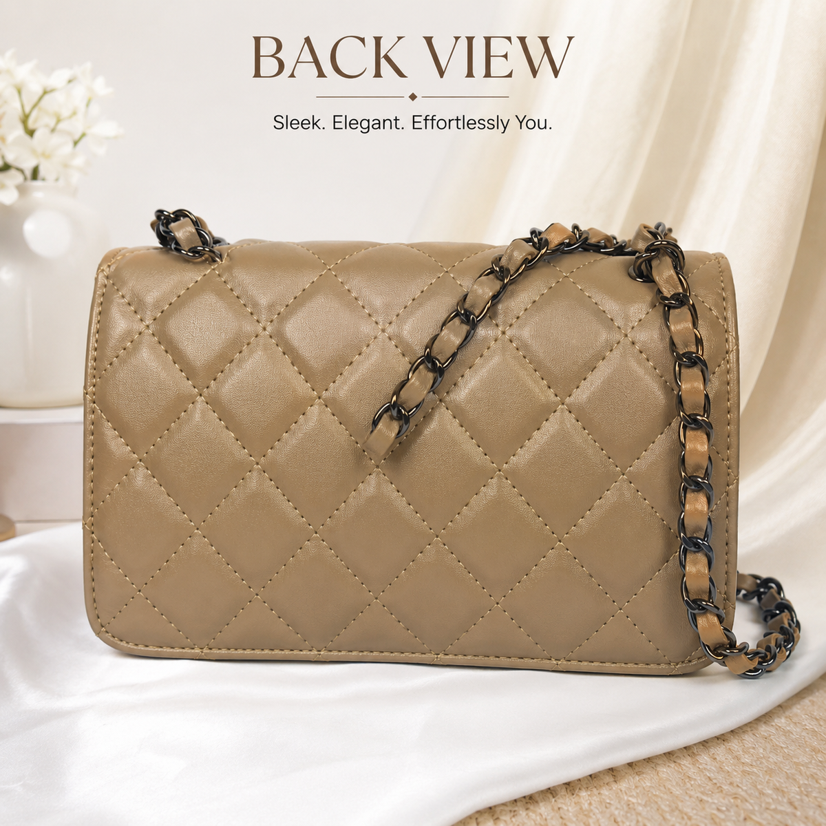 Women's Quilted Crossbody Sling Bag with Chain Strap