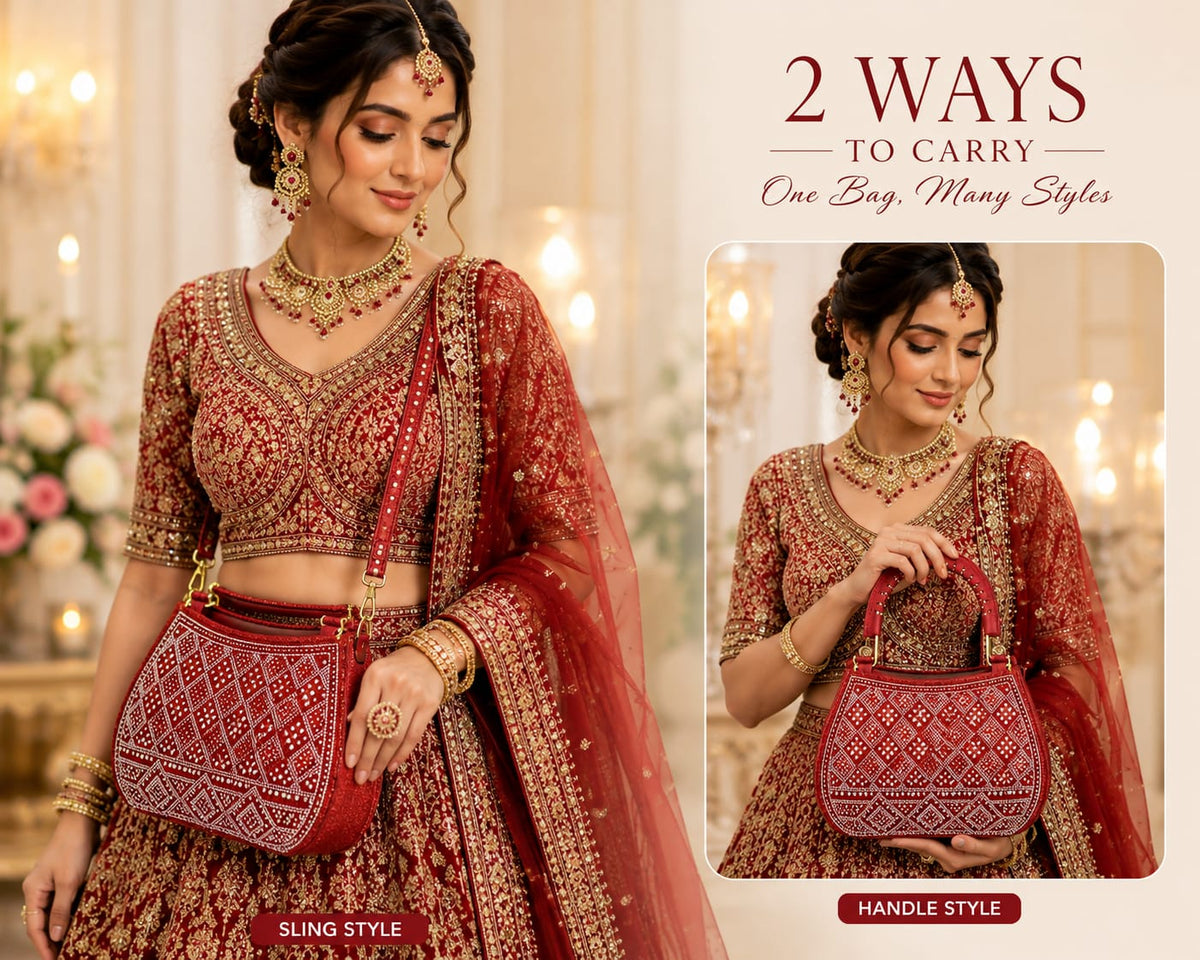 Women’s Bridal Handbag | Embellished Wedding & Party Bag with Designer Handle