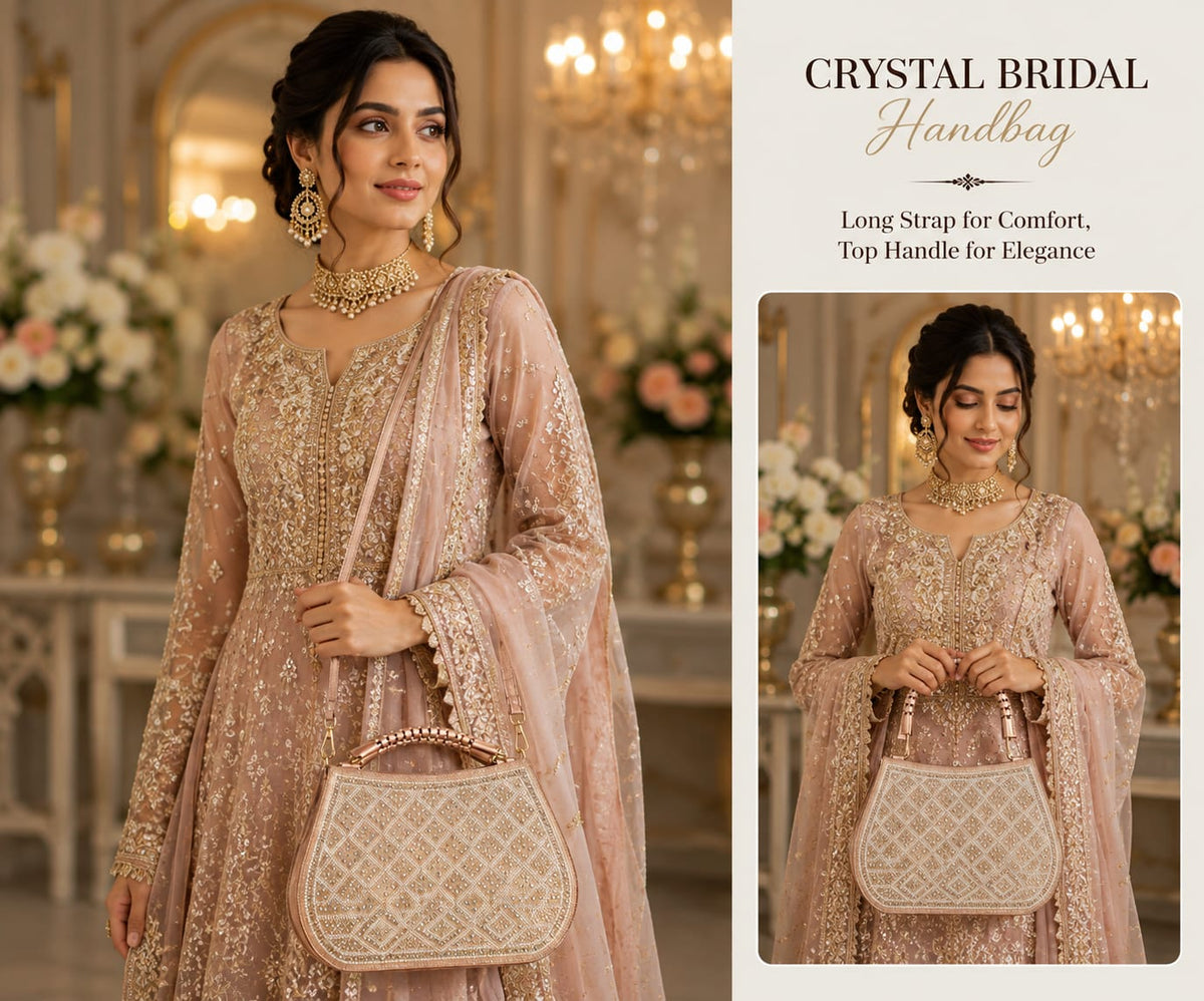 Women’s Bridal Handbag | Embellished Wedding & Party Bag with Designer Handle