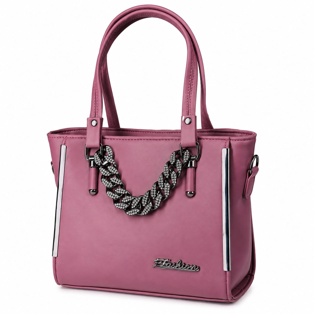 Sharza Crystal Chain Tote Bag | Women's Tote | Dusty Pink