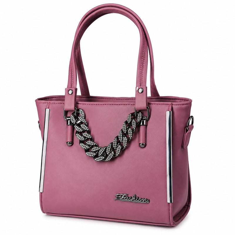 Sharza Crystal Chain Tote Bag | Women's Tote | Dusty Pink