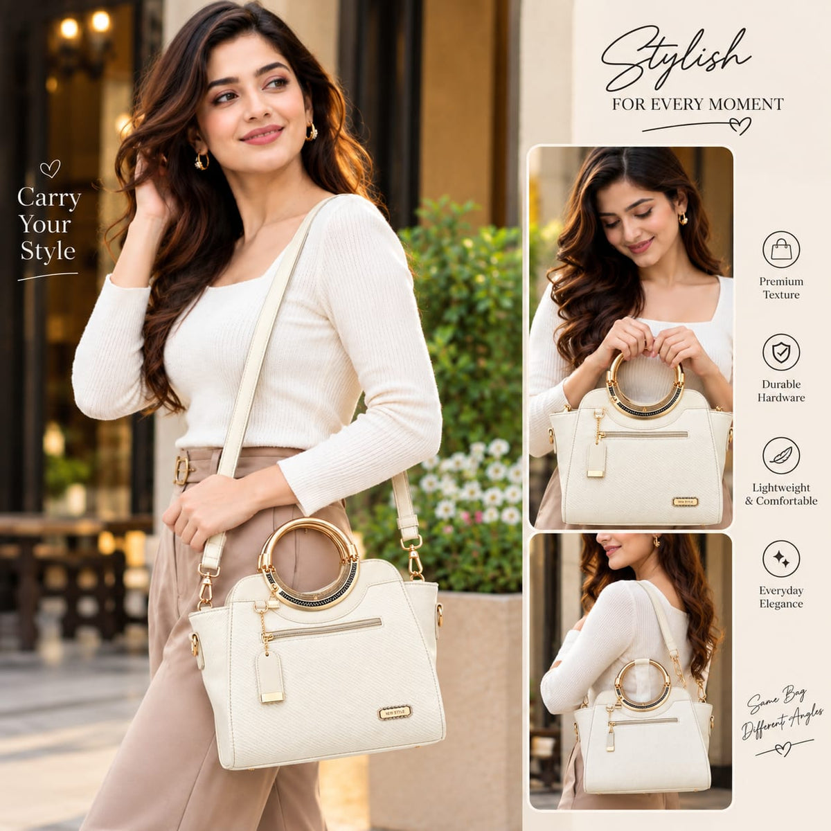SHARZA FASHION Women's Handbag | Premium Ladies Tote & Shoulder Bag with Detachable Strap