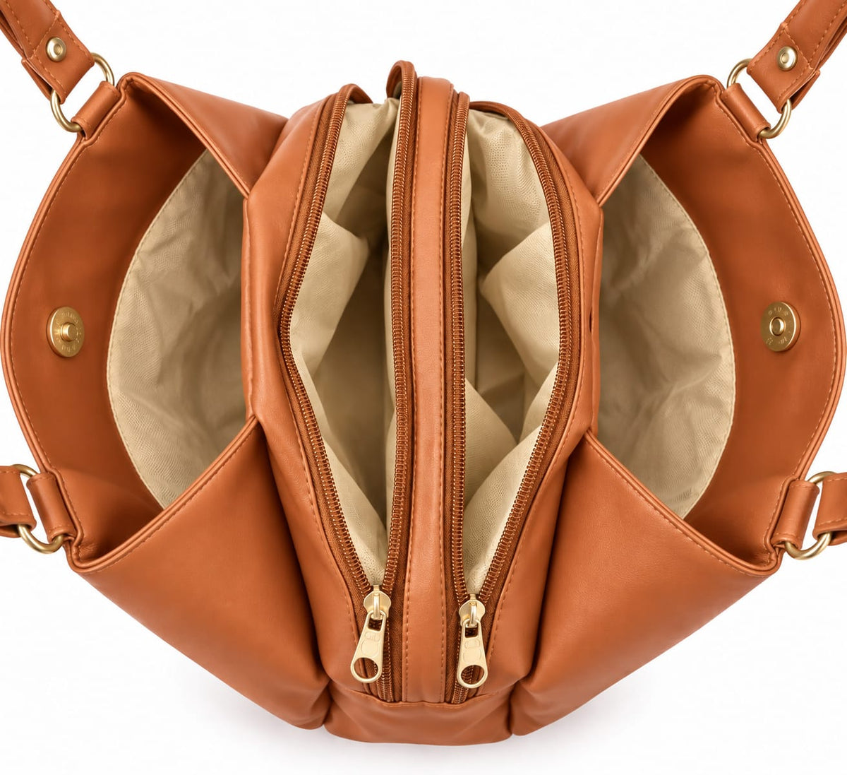 Women’s Shoulder Bag | Premium PU Leather Handbag with Double Front Zipper Pockets & 2 Main Compartments