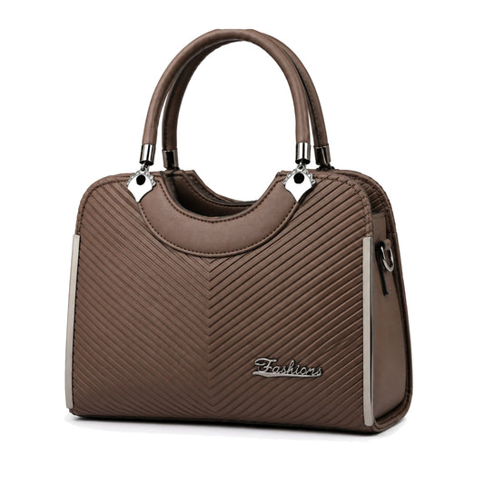 Sharza Chevron Structured Handbag | Women's Tote | Coffee Brown