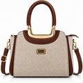 Women’s Structured  Contrast Satchel Bag with Top Handle & Detachable Sling Strap